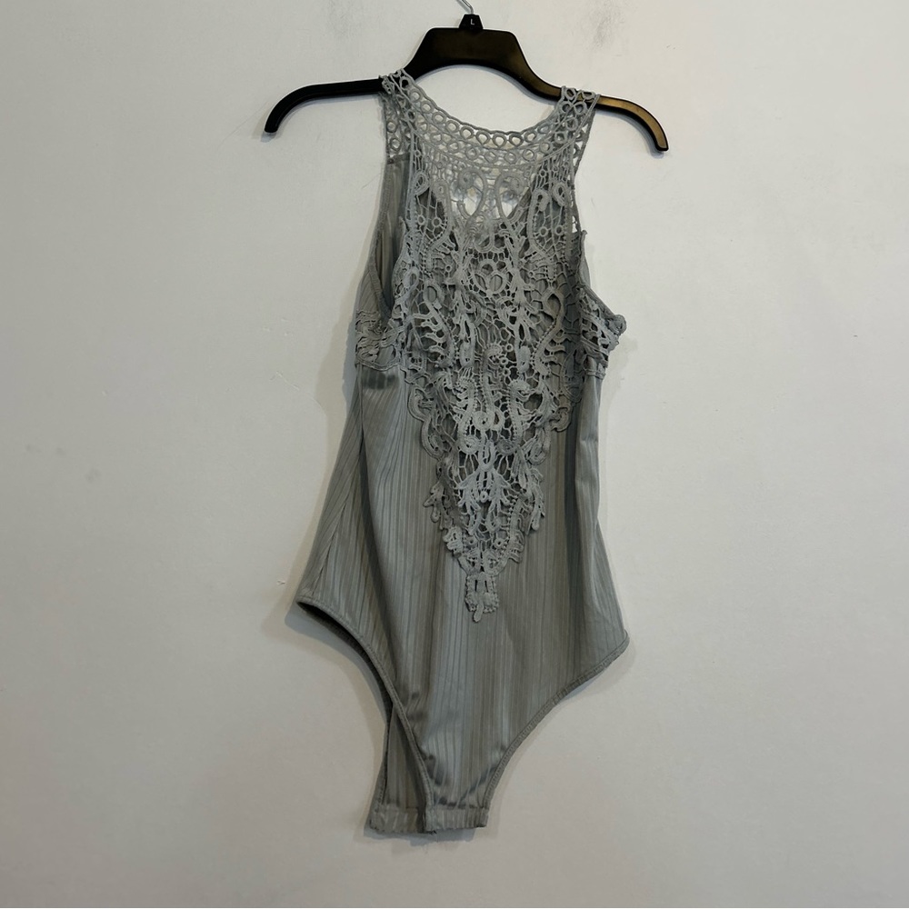 Grey Lace Bodysuit Women’s Size Small